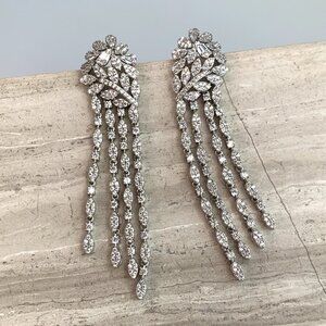 NEW~ Anthropologie SHASHI "Fleurir Drop" Pavé Crystal Fringe & Flower Earrings